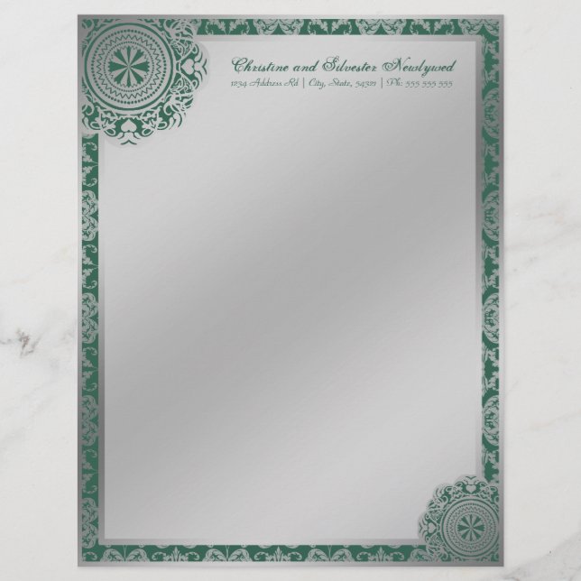Arabesque Silver Lace, letterhead (Front)