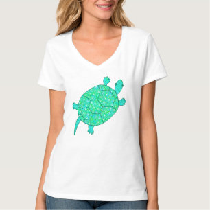 Arabesque swirl turtle - shades of seafoam green T-Shirt