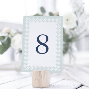 Arabesque Table Number Card   Mist