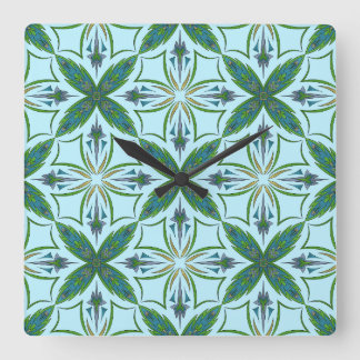Arabesque Tile Bold Vivid Pattern Square Wall Clock