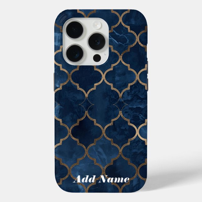 Arabesque Trellis Phone Case – Blue & Gold Waterco (Back)