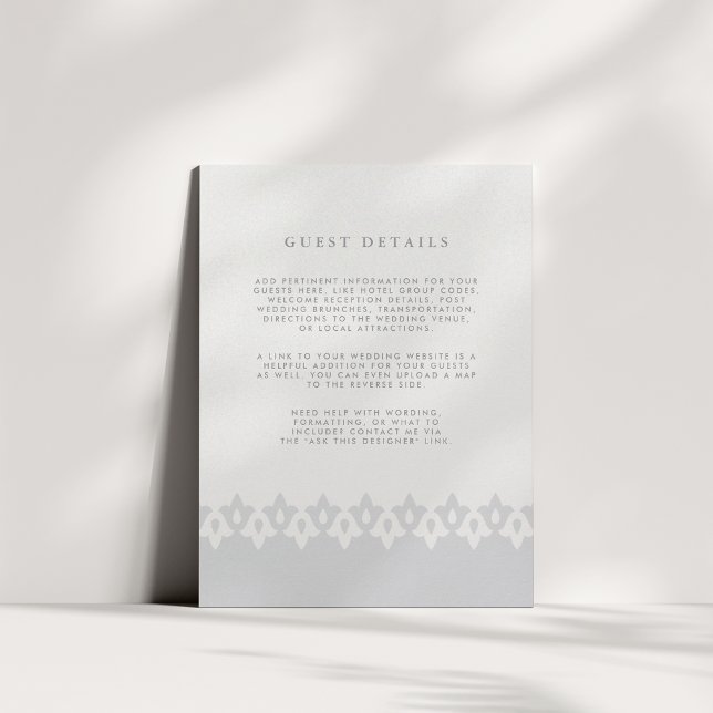 Arabesque Wedding Details Card | Silver Pearl (Creator Uploaded)