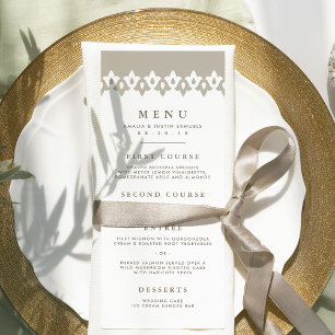 Arabesque Wedding Menu Card   Champagne