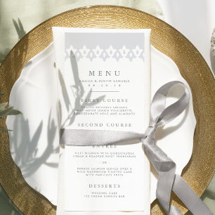 Arabesque Wedding Menu Card Grey
