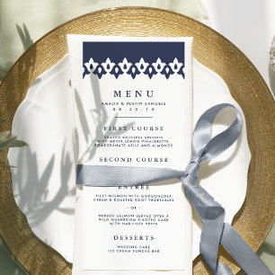Arabesque Wedding Menu Card   Navy