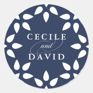 Arabesque Wedding Sticker Navy