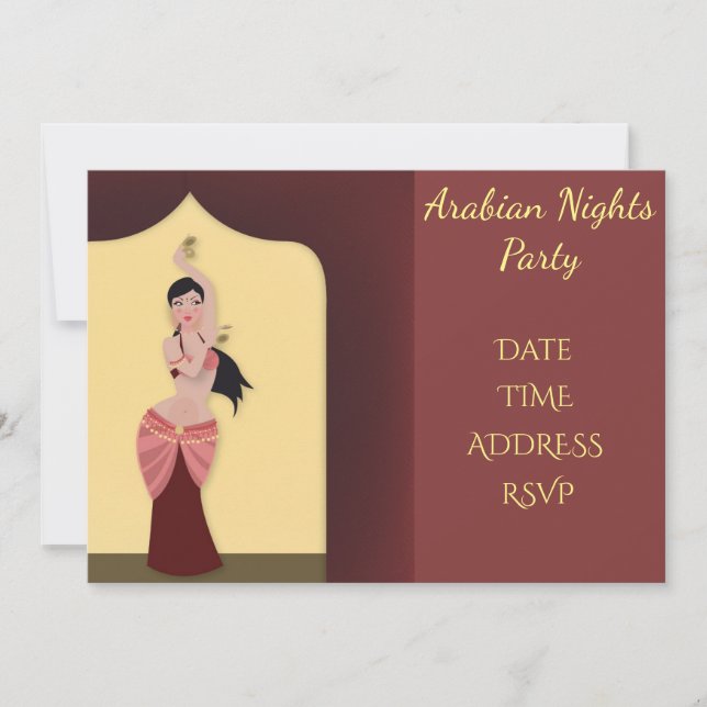 Arabia Nights Belly dancing party Invitation (Front)