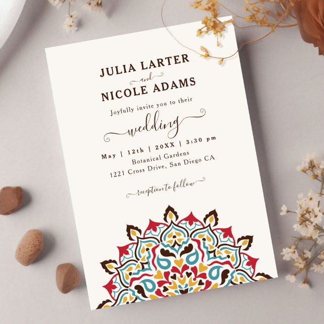 Arabian Art Nouveau Floral Arc Mandala Wedding Invitation (Creator Uploaded)