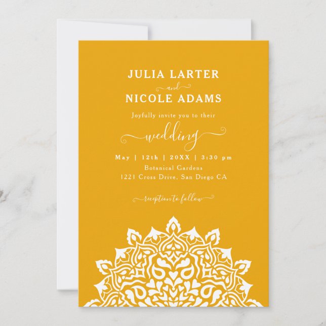 Arabian Art Nouveau Floral Arch Mandala Wedding Invitation (Front)