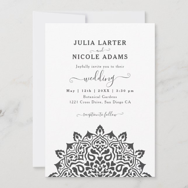 Arabian Art Nouveau Floral Arch Mandala Wedding Invitation (Front)