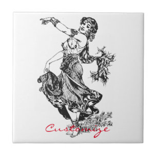 Arabian Belly Dancer Vintage Art Thunder_Cove Tile