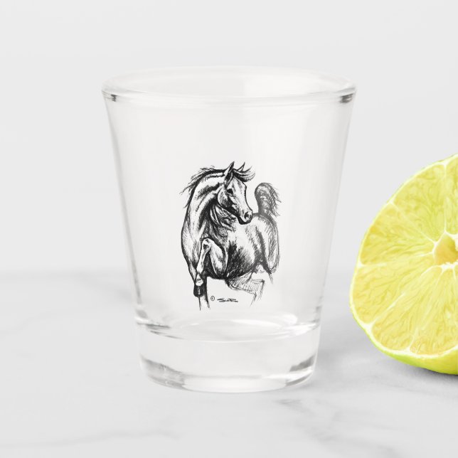 Arabian blackandwhite shot glass (Front)