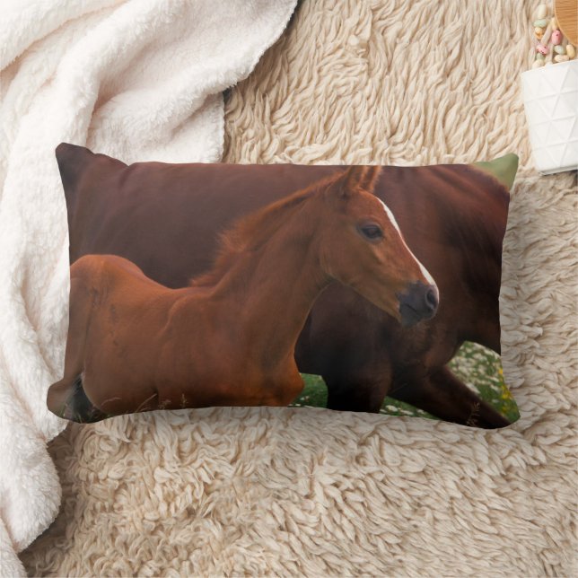 Arabian Horse Near Mother Lumbar Cushion (Blanket)