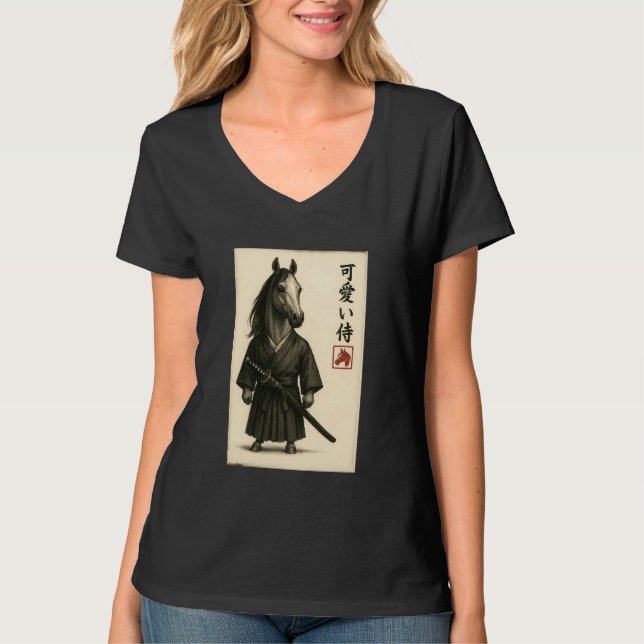 Arabian Horse Samurai Ink Art Sumi-e Style Novelty T-Shirt (Front)