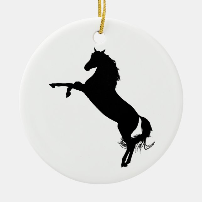 Arabian Horse Silhouette Ceramic Tree Decoration (Front)