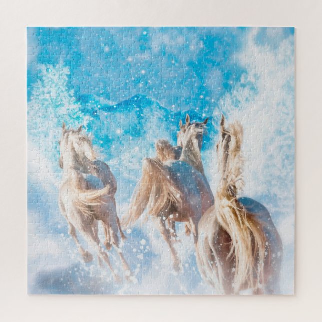 ARABIAN HORSES WINTER TAILS JIGSAW PUZZLE (Vertical)