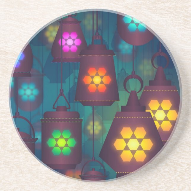 Arabian Lanterns Middle Eastern design Coaster (Front)