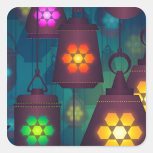 Arabian Lanterns Middle Eastern design Square Sticker