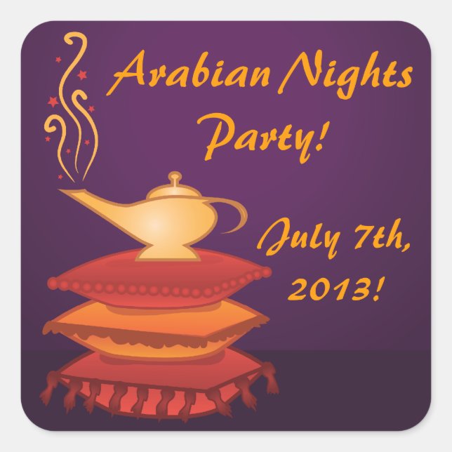 Arabian Magic Lamp Party Stickers (Front)