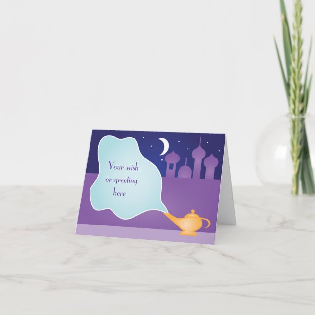 Arabian Night Magic Lamp Wish Greeting Card (Front)