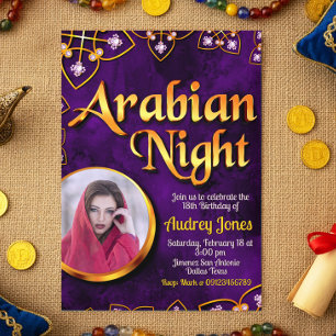 Arabian Night with Photo - Violet Invitation