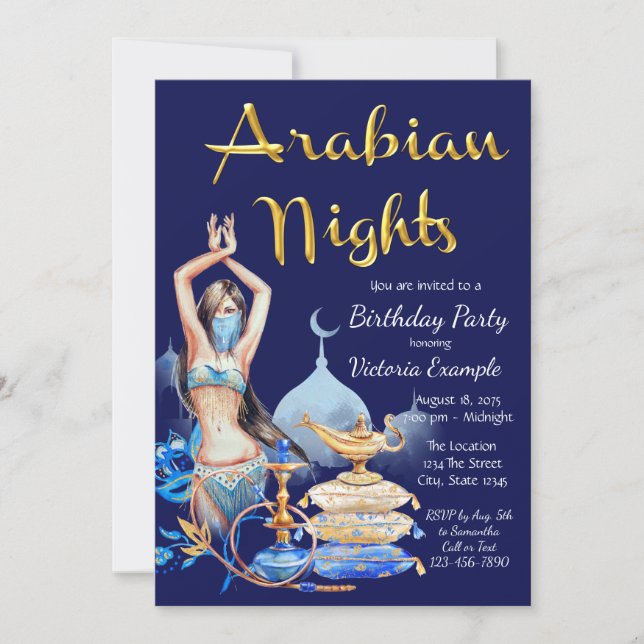 Arabian Nights Birthday Party Invitations (Front)