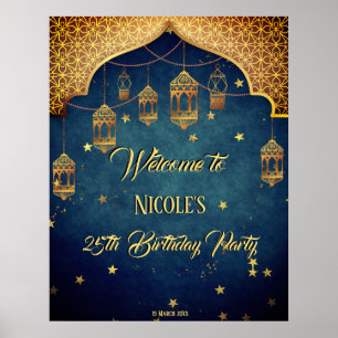 Arabian nights Birthday Party personalised welcome Poster