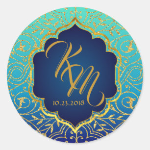 Arabian Nights Bollywood Monogram Wedding Label