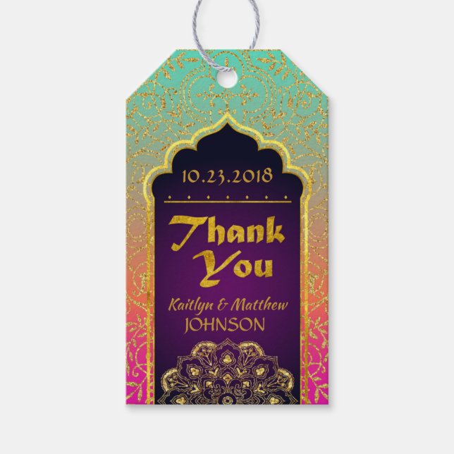 Arabian Nights Bollywood Thank You Gift Tag (Front)