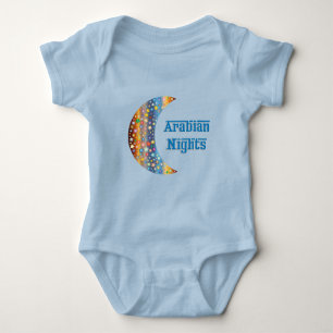 Arabian Nights Crescent Moon Star Design Baby Bodysuit