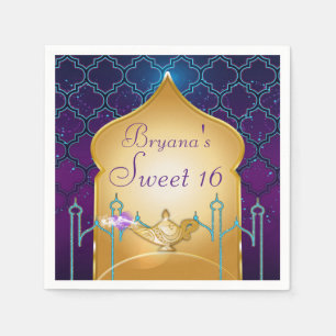 Arabian Nights Gold Magic Lamp Party Napkin