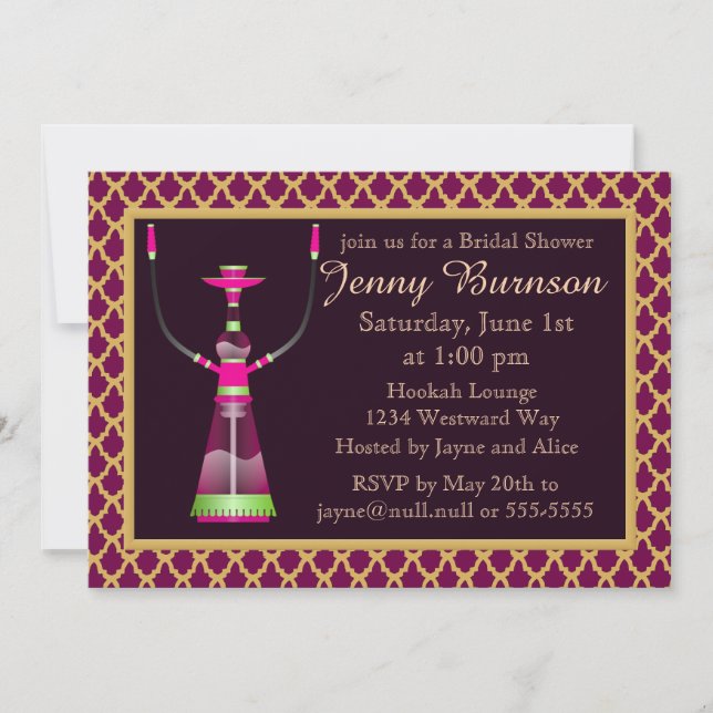 Arabian Nights Hookah Bridal Shower Invitation (Front)