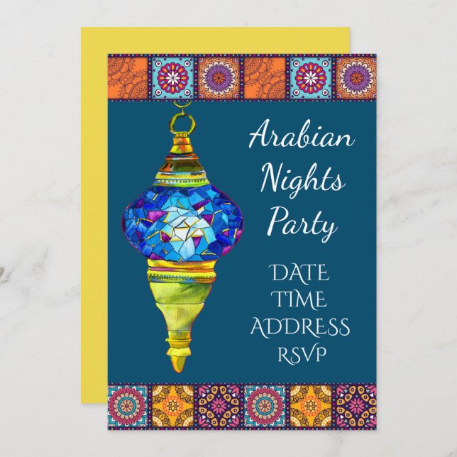 Arabian Nights Lanterns party theme Invitation (Front/Back)