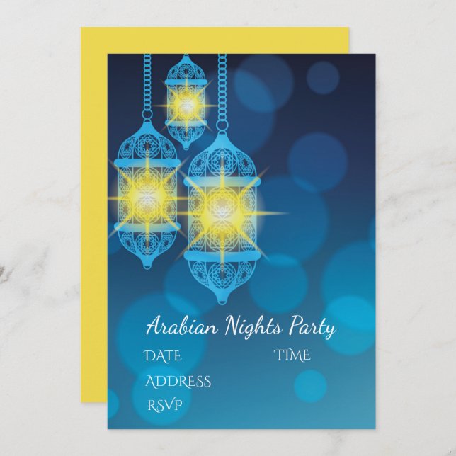Arabian Nights Lanterns party theme Invitation (Front/Back)