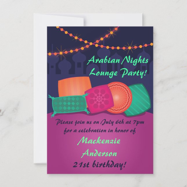 Arabian Nights Lounge Party Invitation (Front)