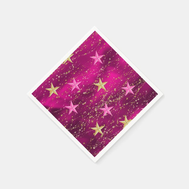 Arabian Nights Magenta & Gold Stars Napkin (Corner)
