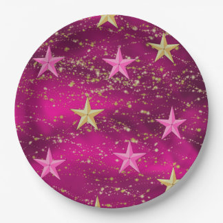 Arabian Nights Magenta & Gold Stars Paper Plate