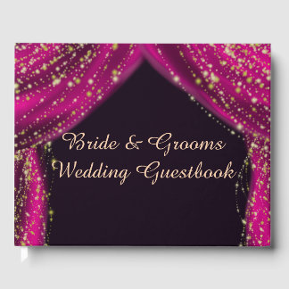 Arabian Nights Magenta & Gold Stars Wedding Guest Book