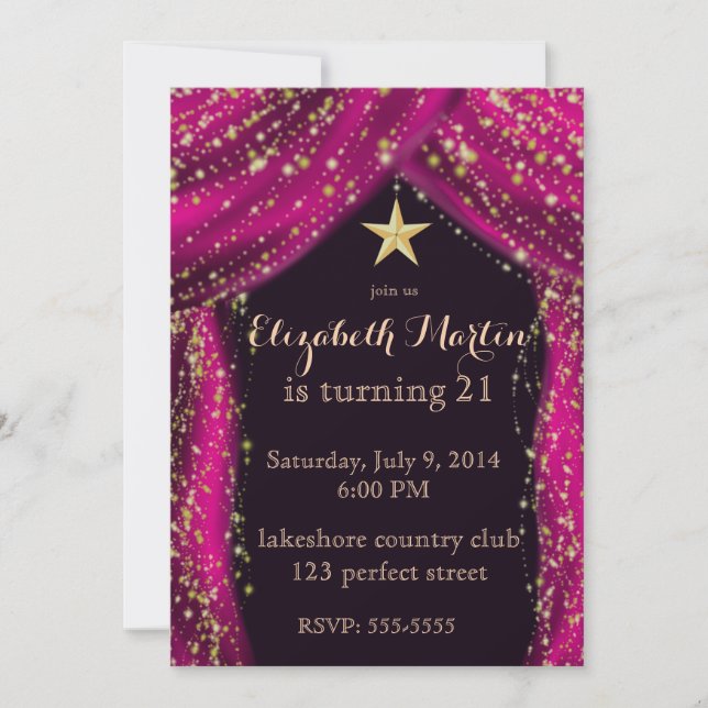 Arabian Nights Magenta  Invitation (Front)