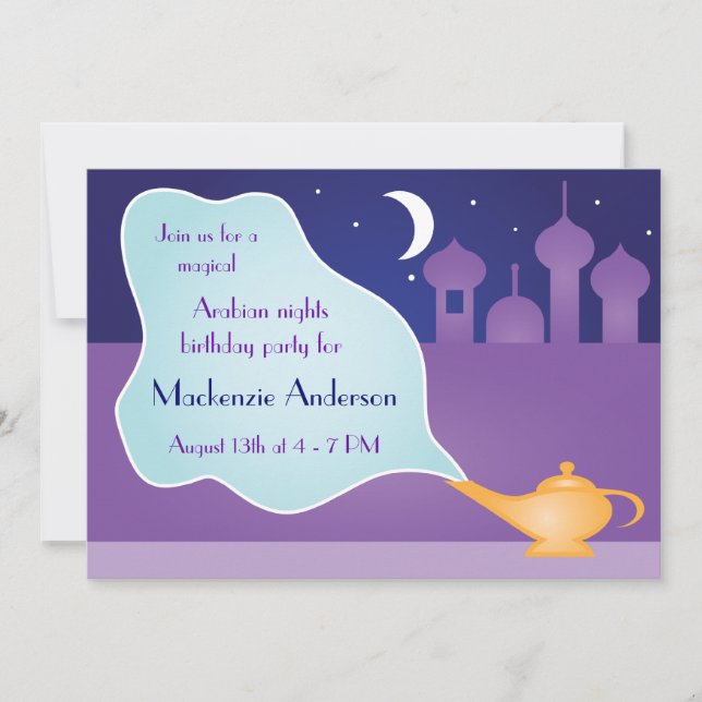 Arabian Nights Magic Lamp Birthday Party Invitation (Front)