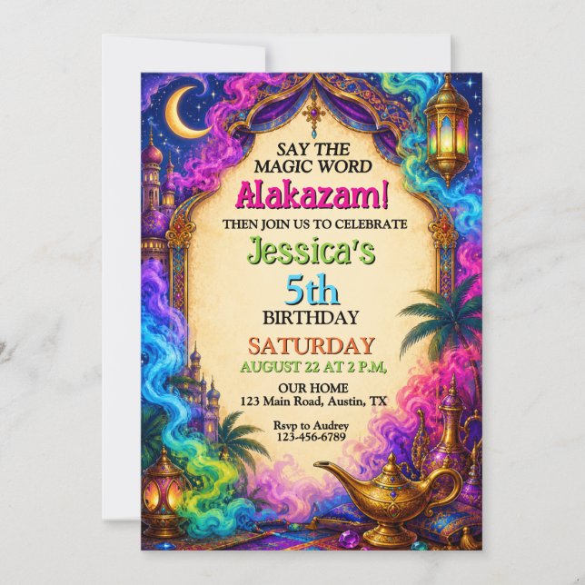 Arabian Nights Magical Birthday Invitation (Front)
