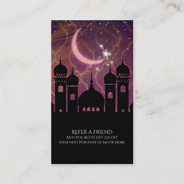 Arabian Nights Moroccan Eastern Refer a friend Referral Card (Front)