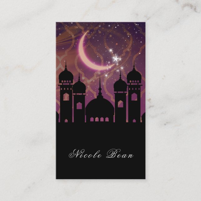 Arabian Nights Moroccan Middle Eastern Purple Pink Business Card (Front)