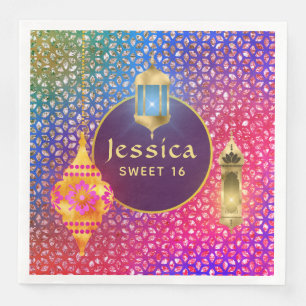 Arabian Nights Party Magic Lanterns Personalised Napkin