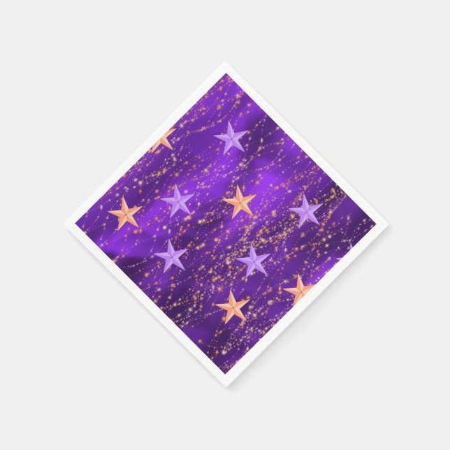 Arabian Nights Purple & Gold Stars Napkin (Corner)
