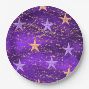 Arabian Nights Purple & Gold Stars Paper Plate