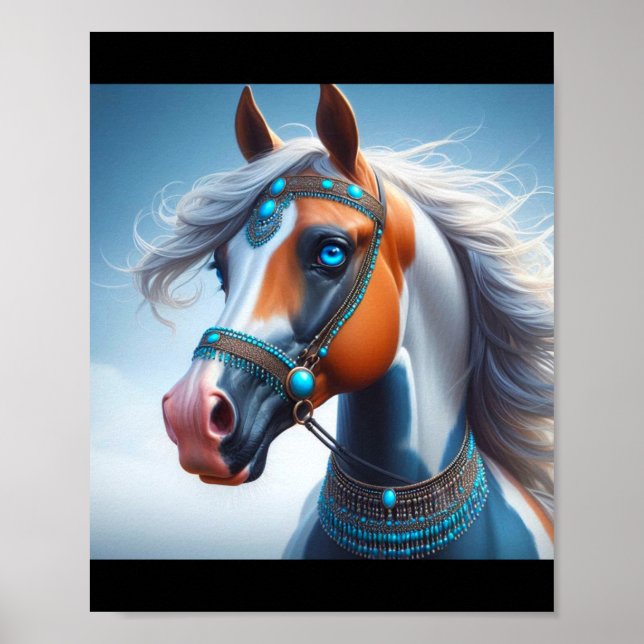 Arabian Paint Horse Blue Eyes Poster (Front)