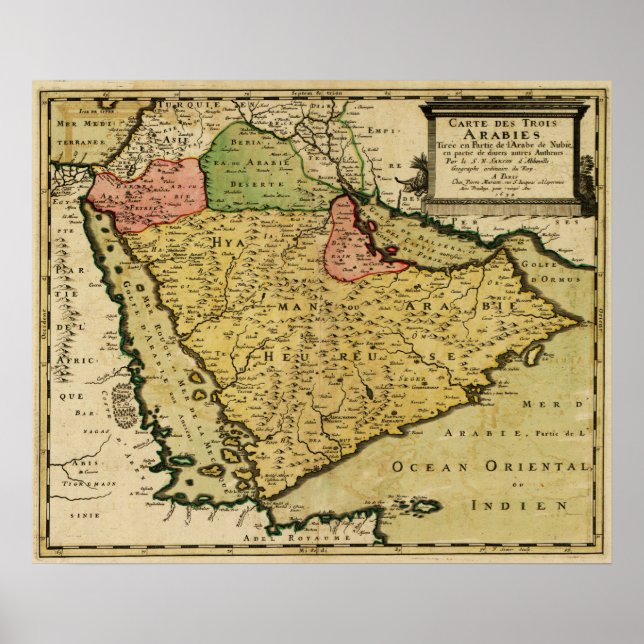 Arabian Peninsula of the Middle East Map Poster (Front)