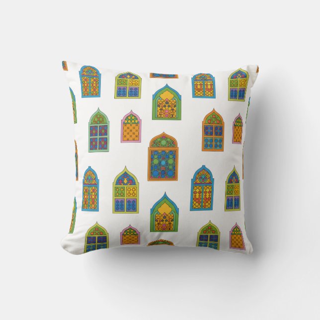 Arabian Stained Glass Windows Pattern Cushion (Front)