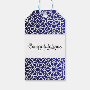 Arabic Alf Mabrook Moorish Pattern in Navy Gift Tags